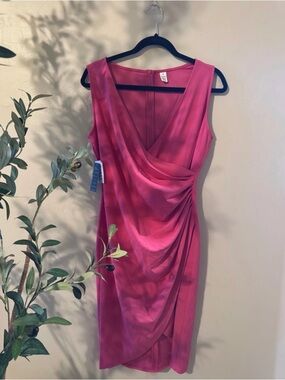 Sleeveless Draped Midi Dress in Pink